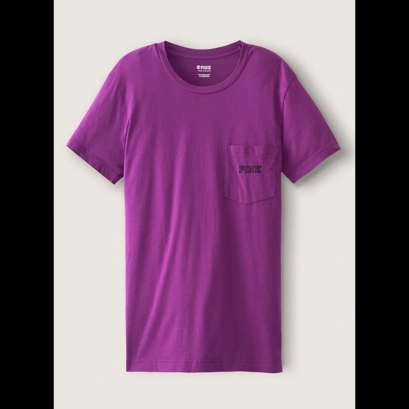 NEW VICTORIA'S SECRET PINK LOGO CAMPUS SHORT SLEEVE TEE SHIRT - Picture 6 of 9